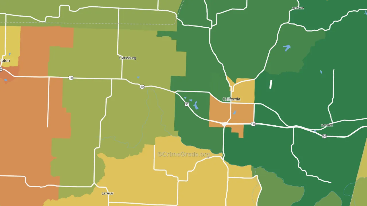 Moniteau County, MO Map of Assault Rates
