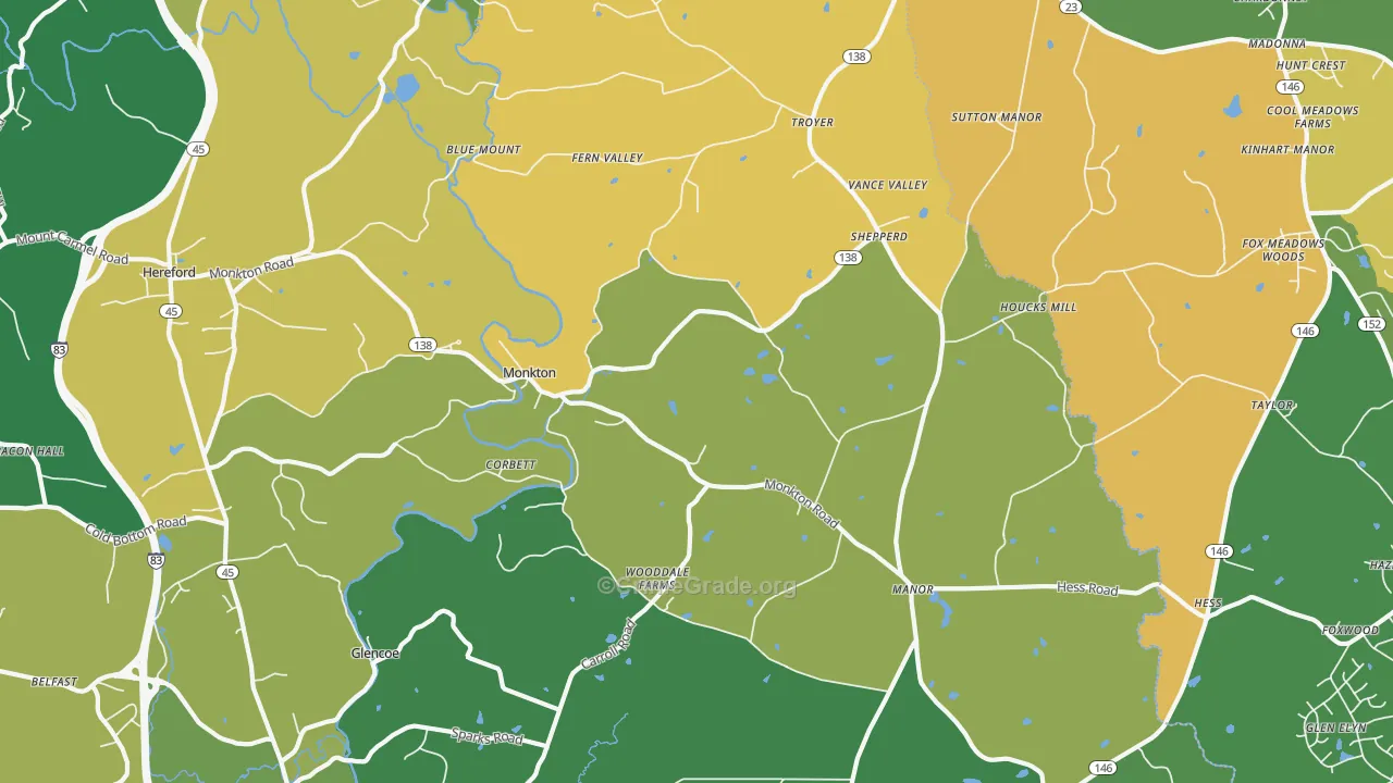 Monkton, MD Map of Assault Rates