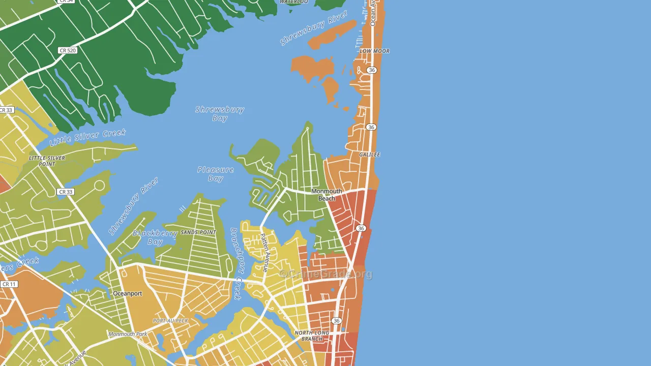 Monmouth Beach, NJ Map of Assault Rates