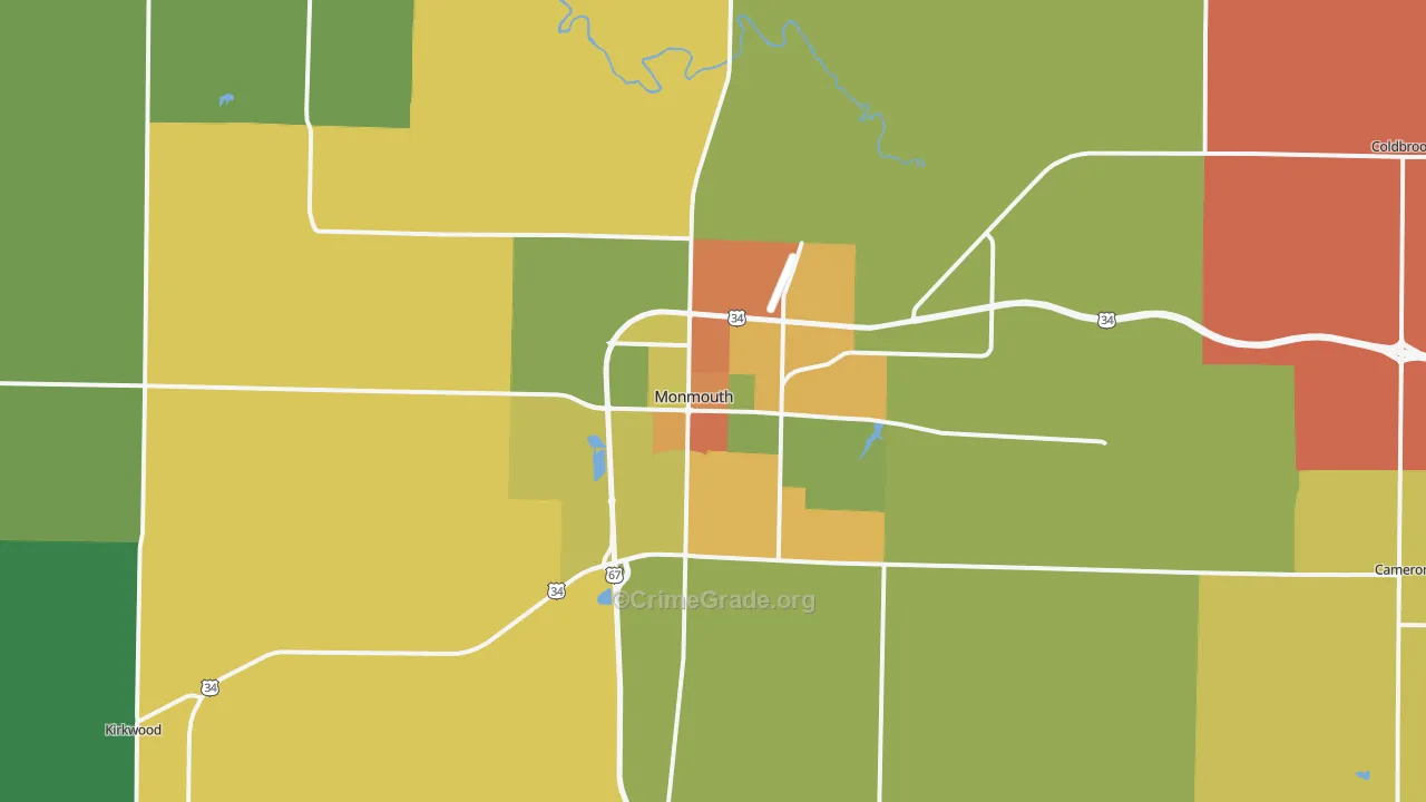 Monmouth, IL Map of Assault Rates