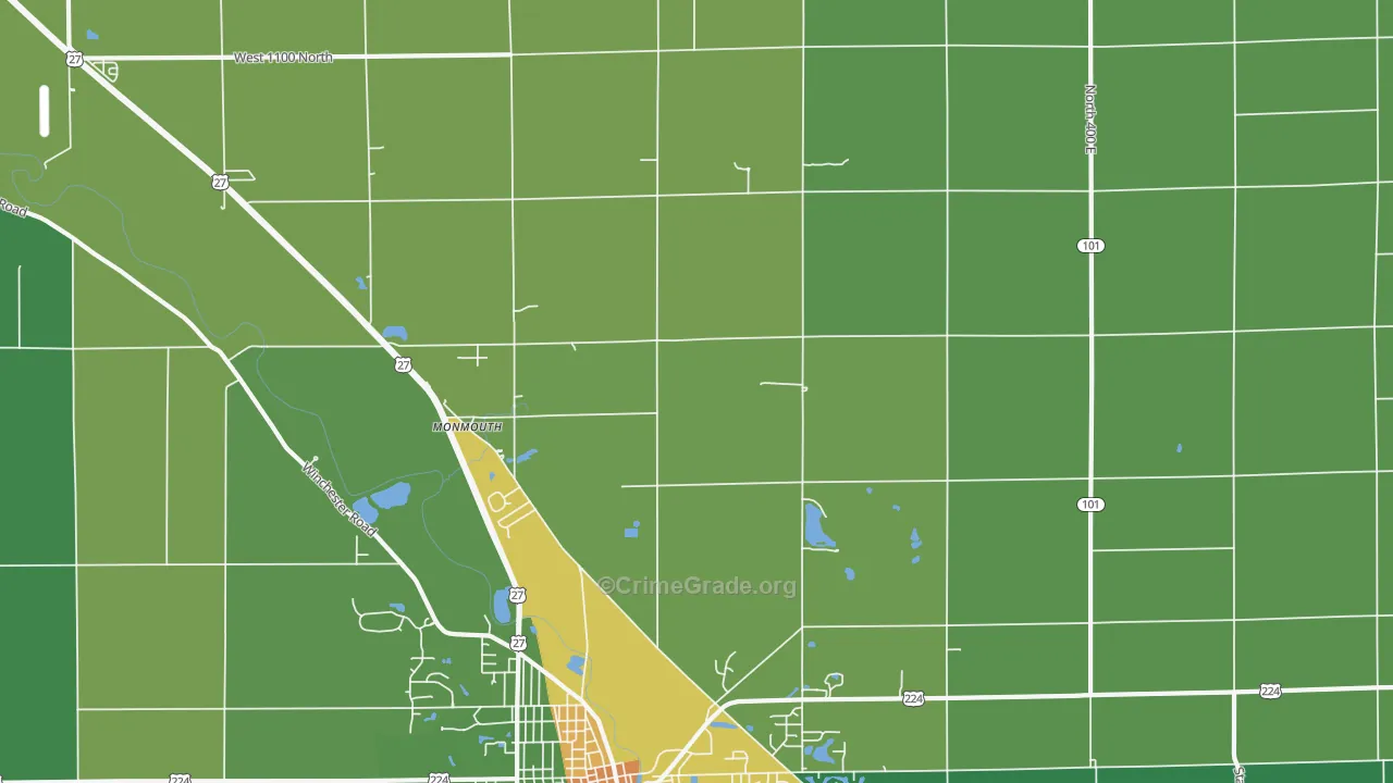 Monmouth, IN Map of Assault Rates