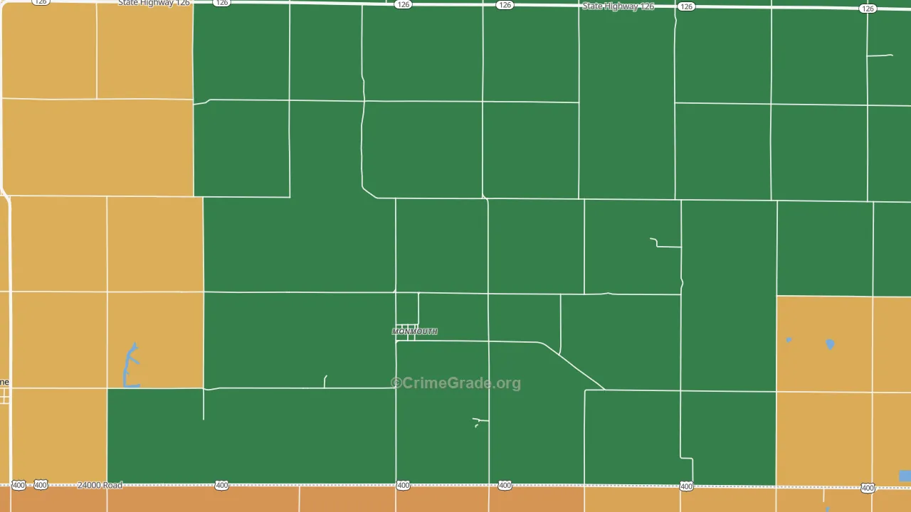 Monmouth, KS Map of Assault Rates