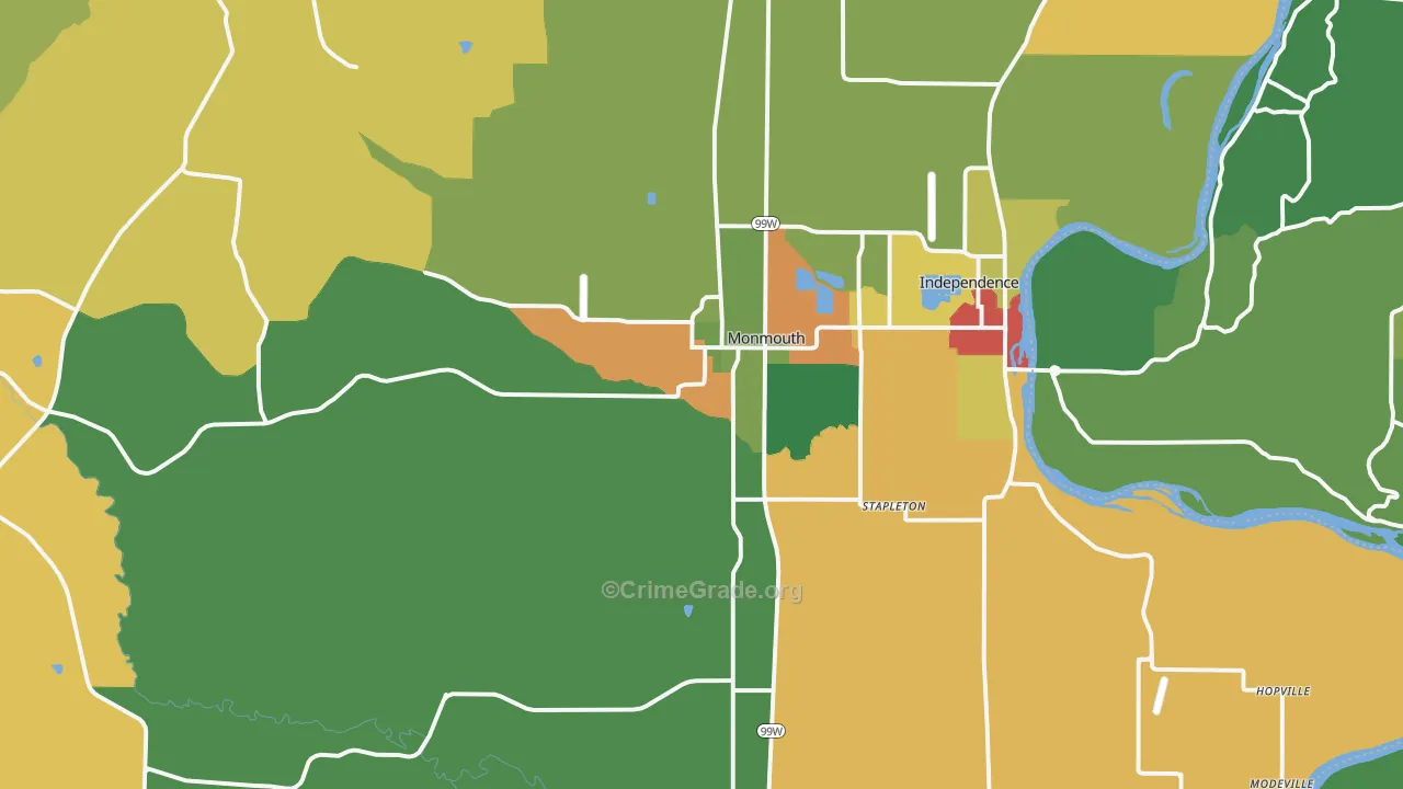 Monmouth, OR Map of Assault Rates