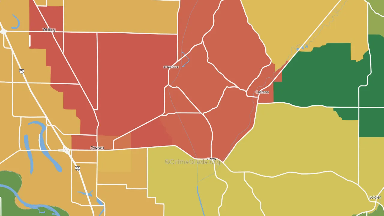 Monona County, IA Map of Assault Rates