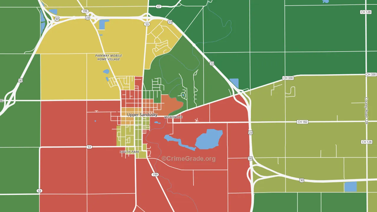 Mononcue, OH Map of Assault Rates