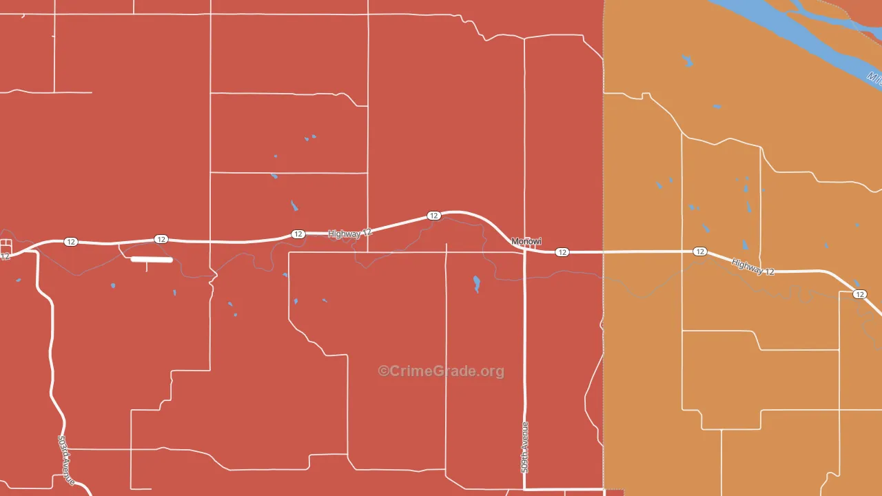 Monowi, NE Map of Assault Rates