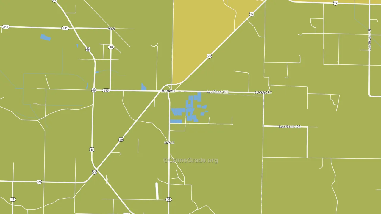 Monroe, AR Map of Assault Rates