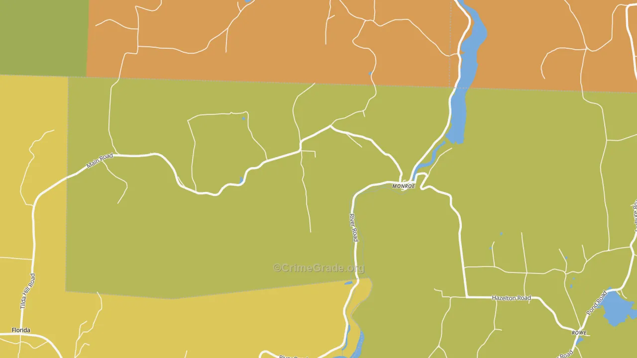 Monroe Bridge, MA Map of Assault Rates