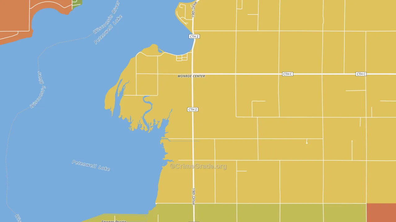 Monroe Center, WI Map of Assault Rates