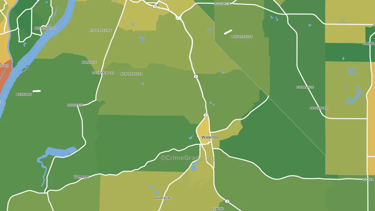 Monroe County, IL Map of Assault Rates