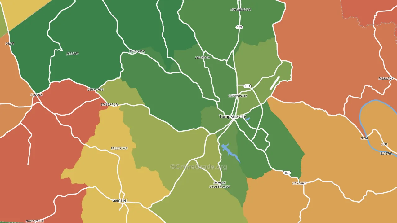 Monroe County, KY Map of Assault Rates