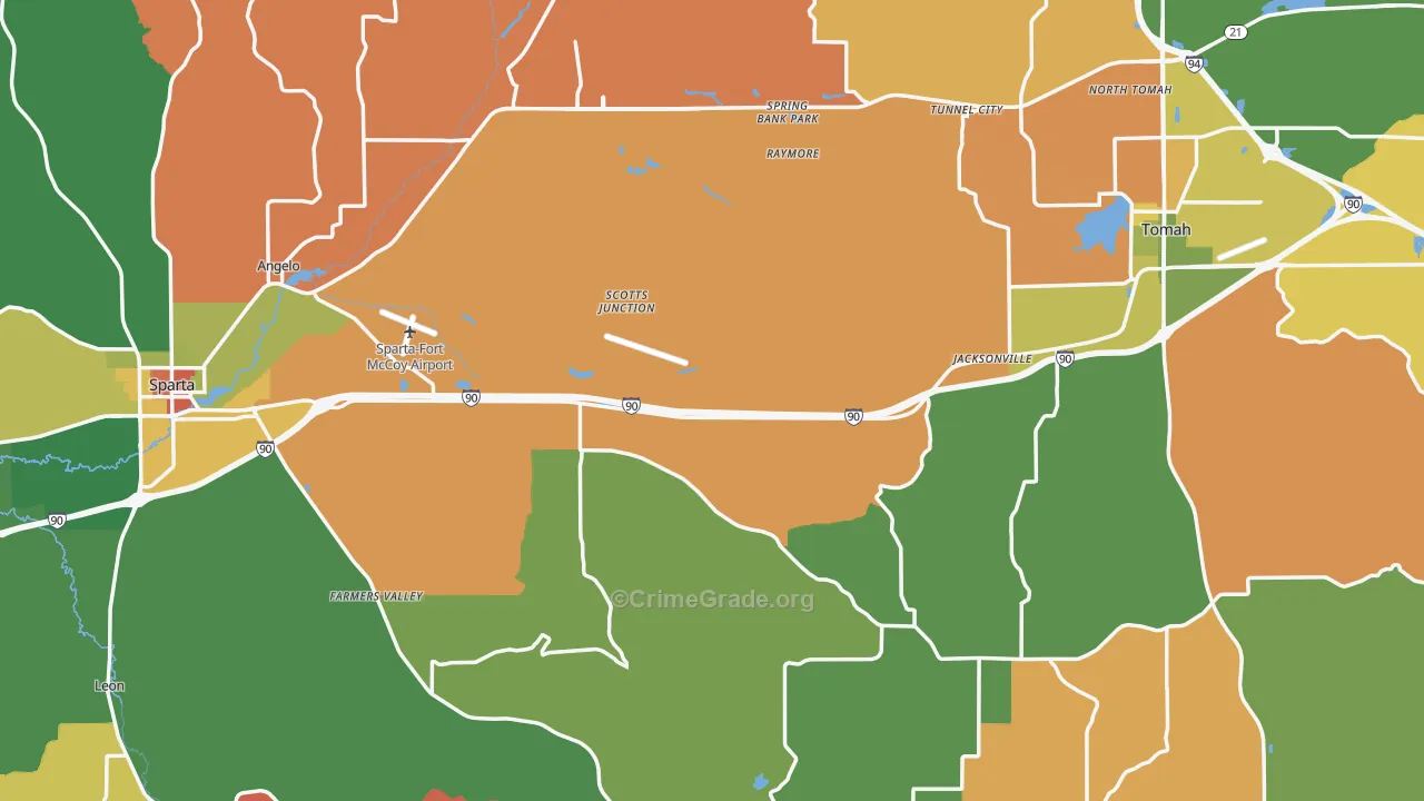 Monroe County, WI Map of Assault Rates