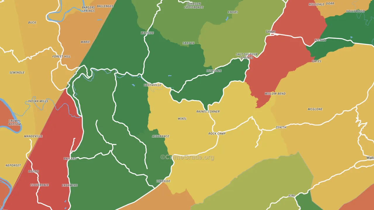 Monroe County, WV Map of Assault Rates