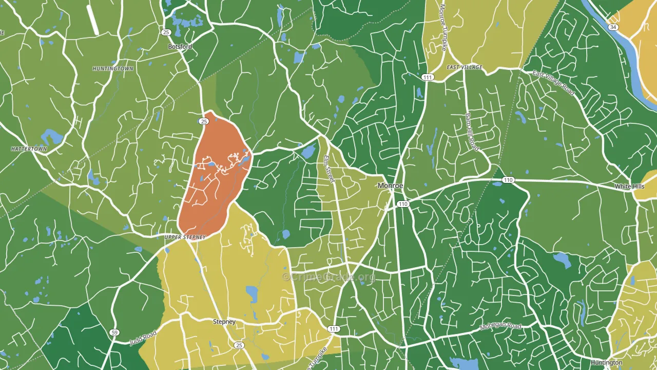 Monroe, CT Map of Assault Rates