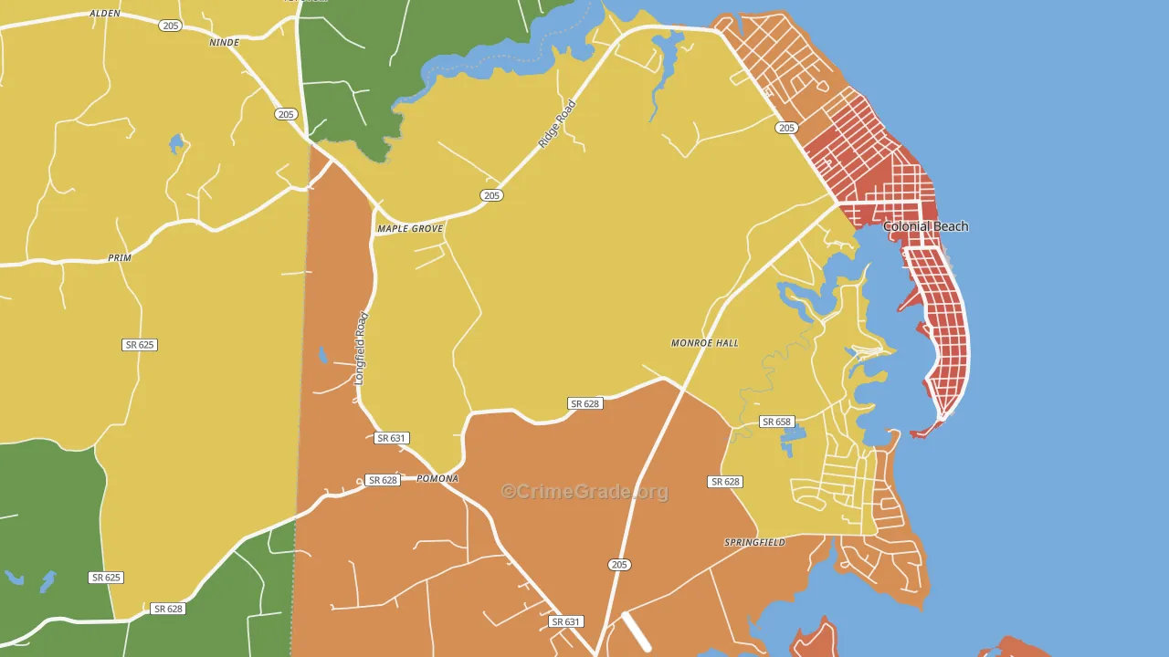 Monroe Hall, VA Map of Assault Rates