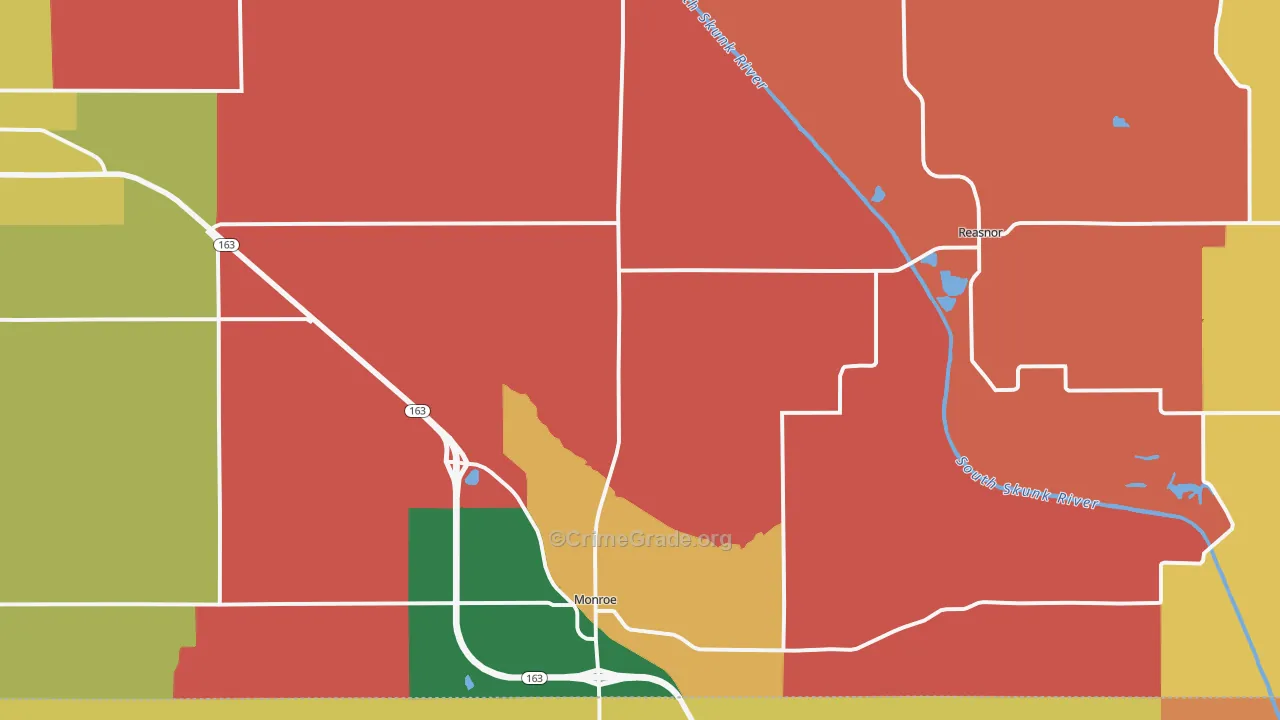 Monroe, IA Map of Assault Rates