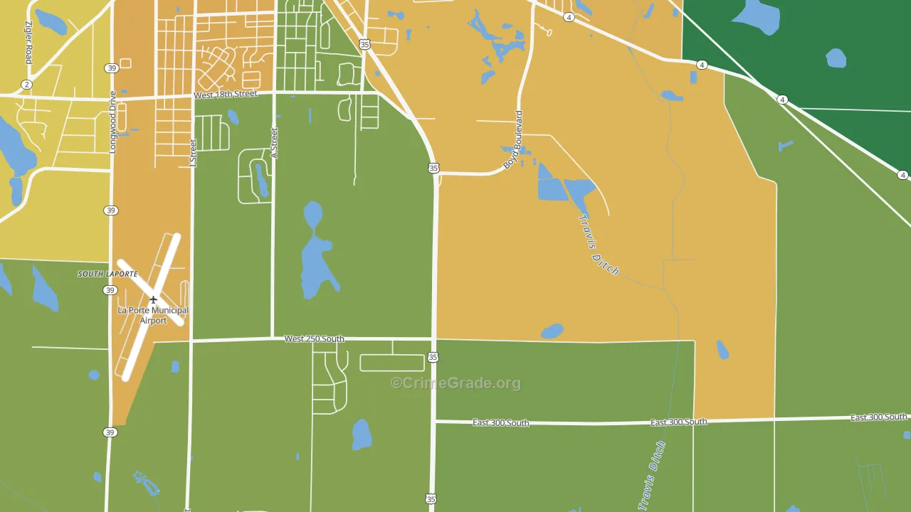 Monroe Manor, IN Map of Assault Rates
