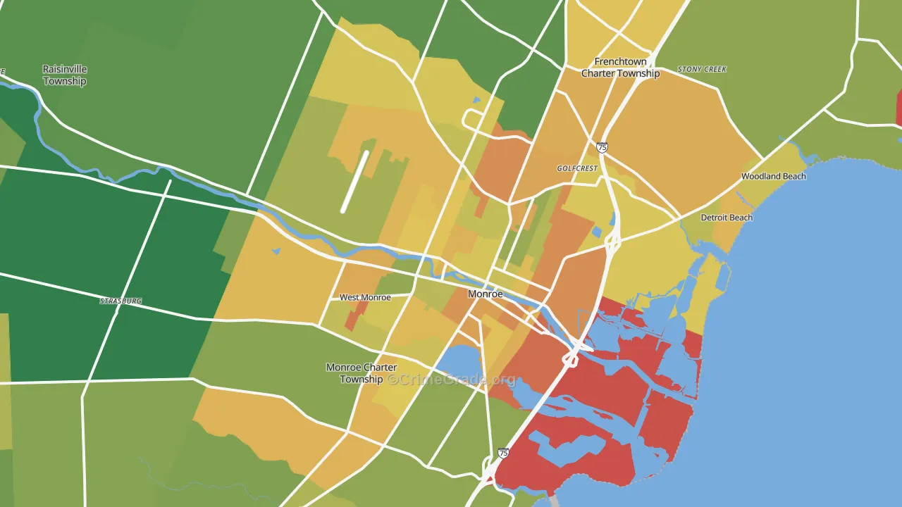 Monroe, MI Map of Assault Rates