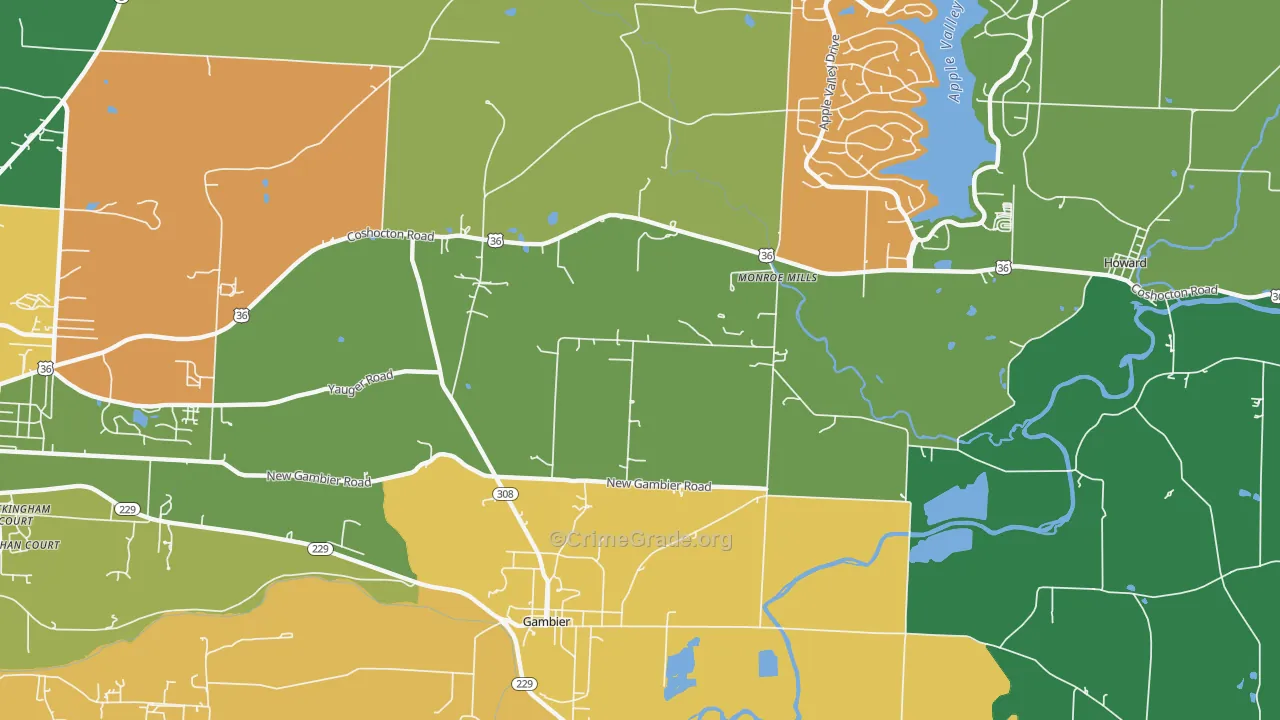 Monroe Mills, OH Map of Assault Rates