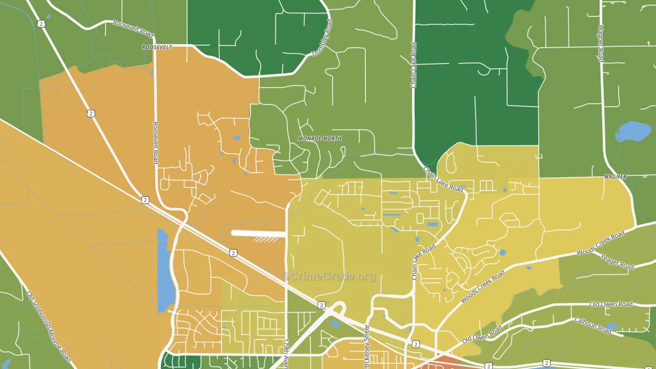 Monroe North, WA Map of Assault Rates