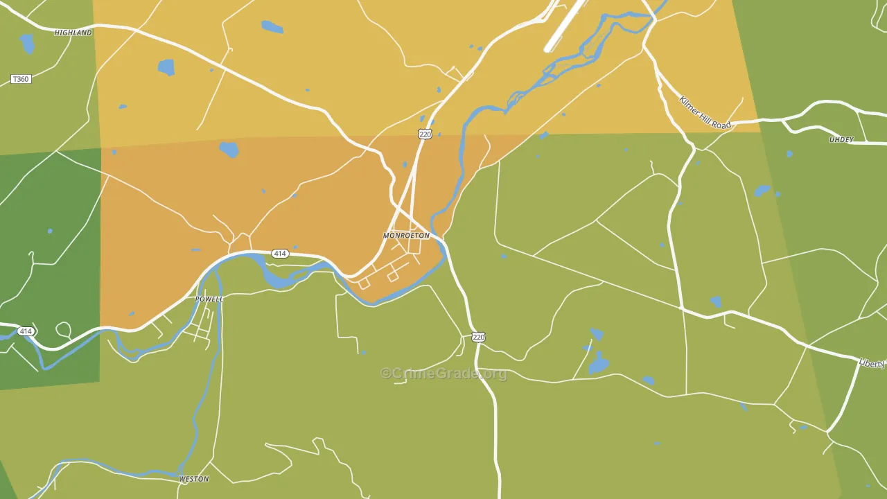 Monroe, PA Map of Assault Rates