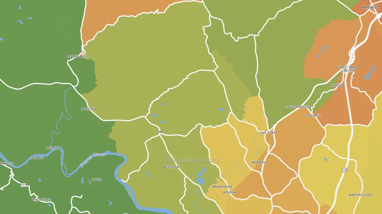 Monroe, VA Map of Assault Rates