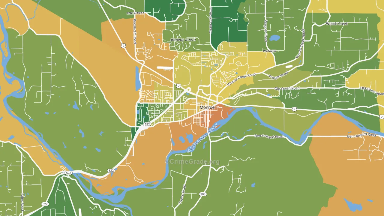 Monroe, WA Map of Assault Rates