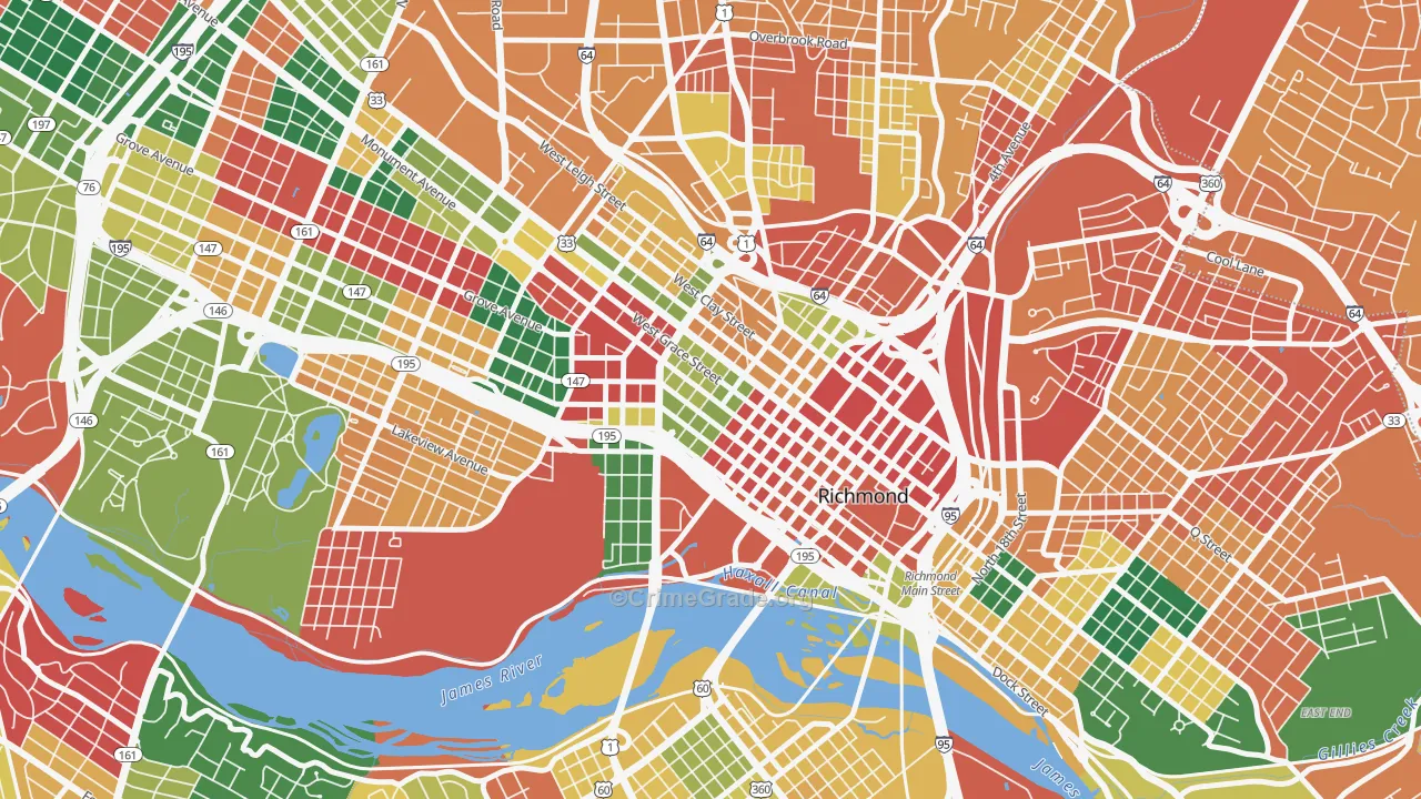 Monroe Ward, Richmond, VA Map of Assault Rates