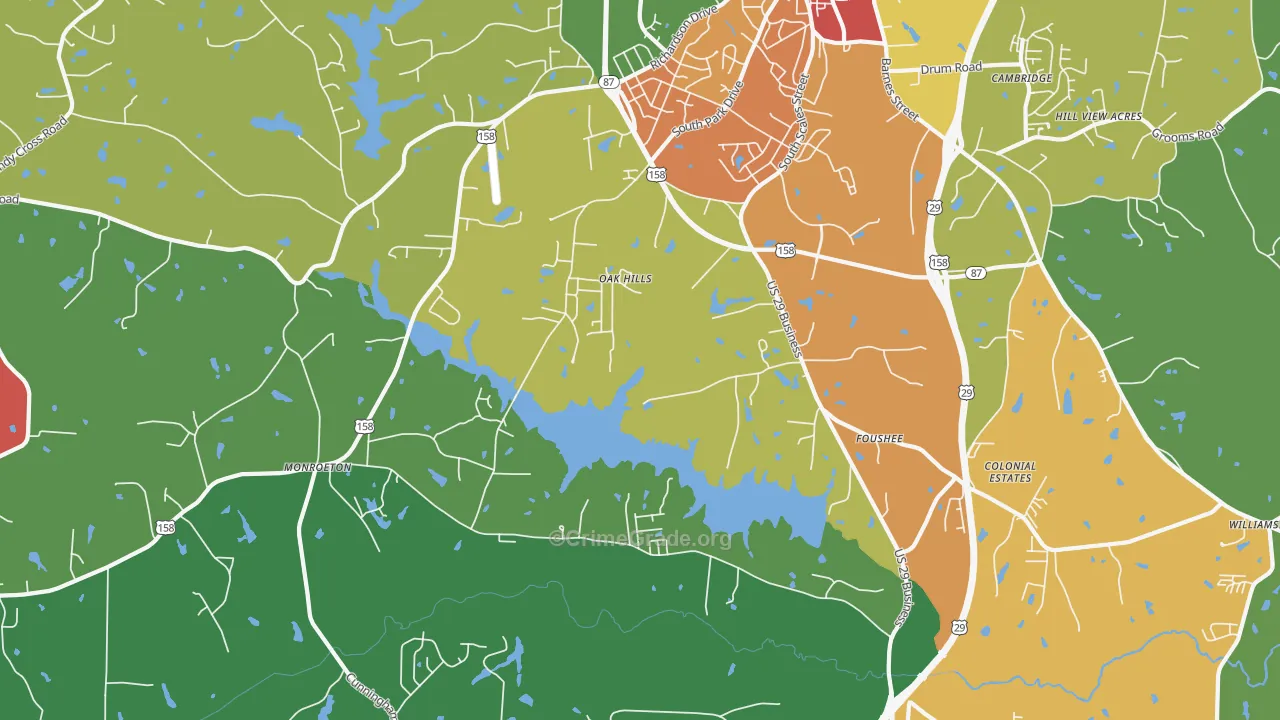 Monroeton, NC Map of Assault Rates