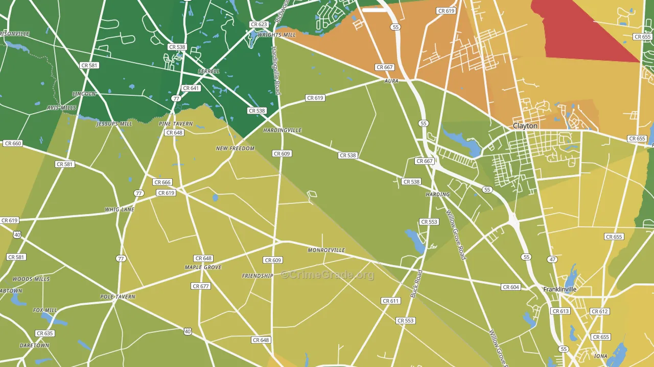 Monroeville, NJ Map of Assault Rates