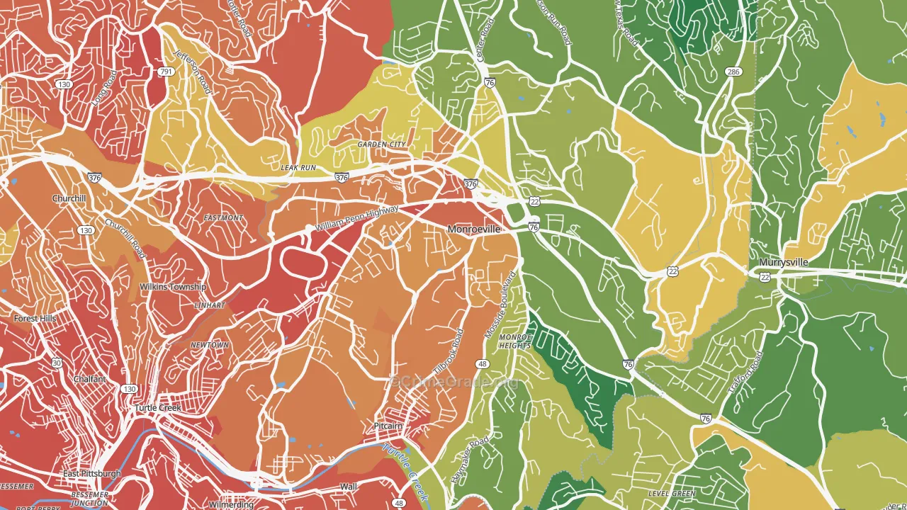Monroeville, PA Map of Assault Rates