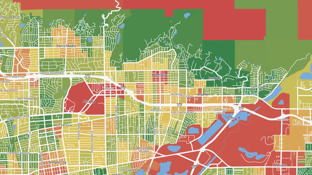 Monrovia, CA Map of Assault Rates