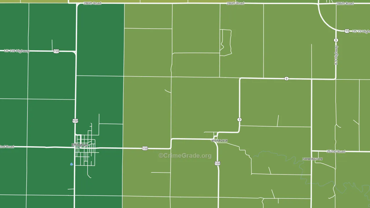 Monrovia, KS Map of Assault Rates