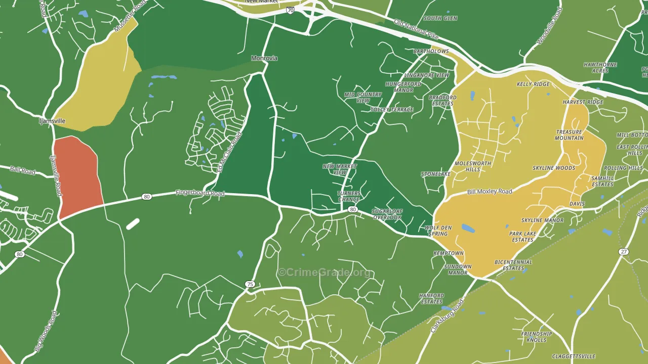 Monrovia, MD Map of Assault Rates