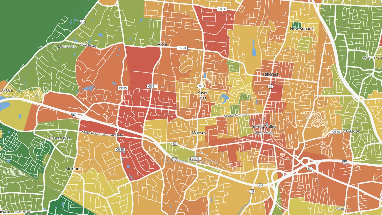 Monsey, NY Map of Assault Rates