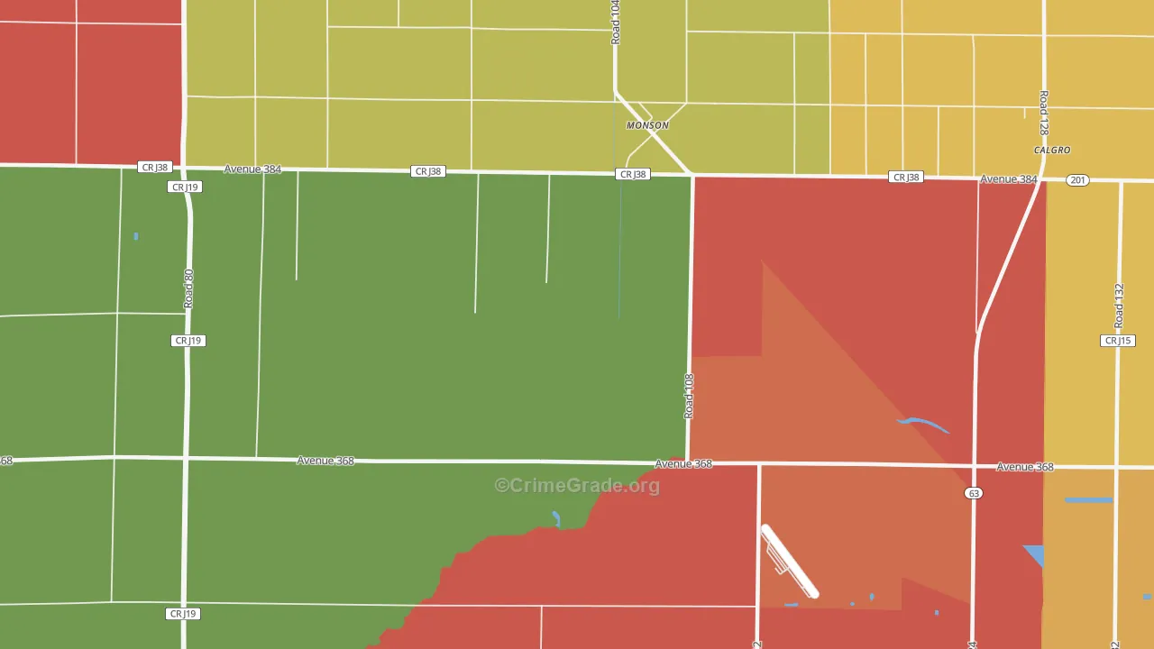 Monson, CA Map of Assault Rates