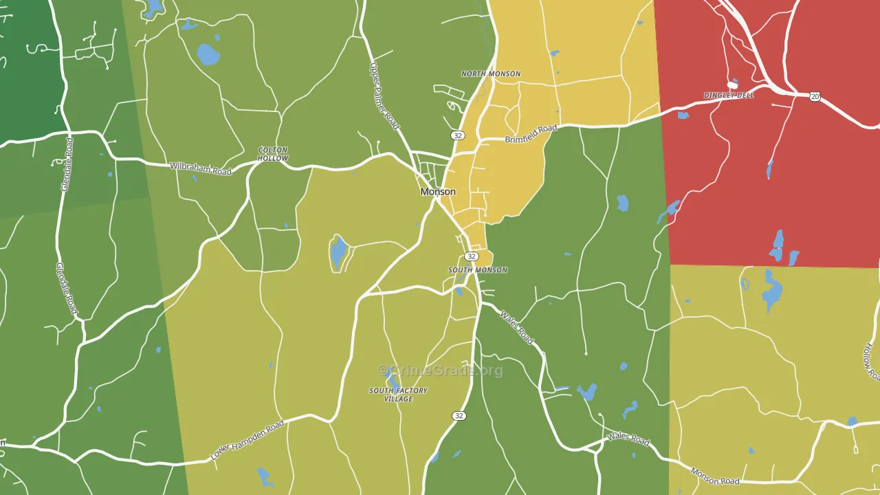 Monson, MA Map of Assault Rates