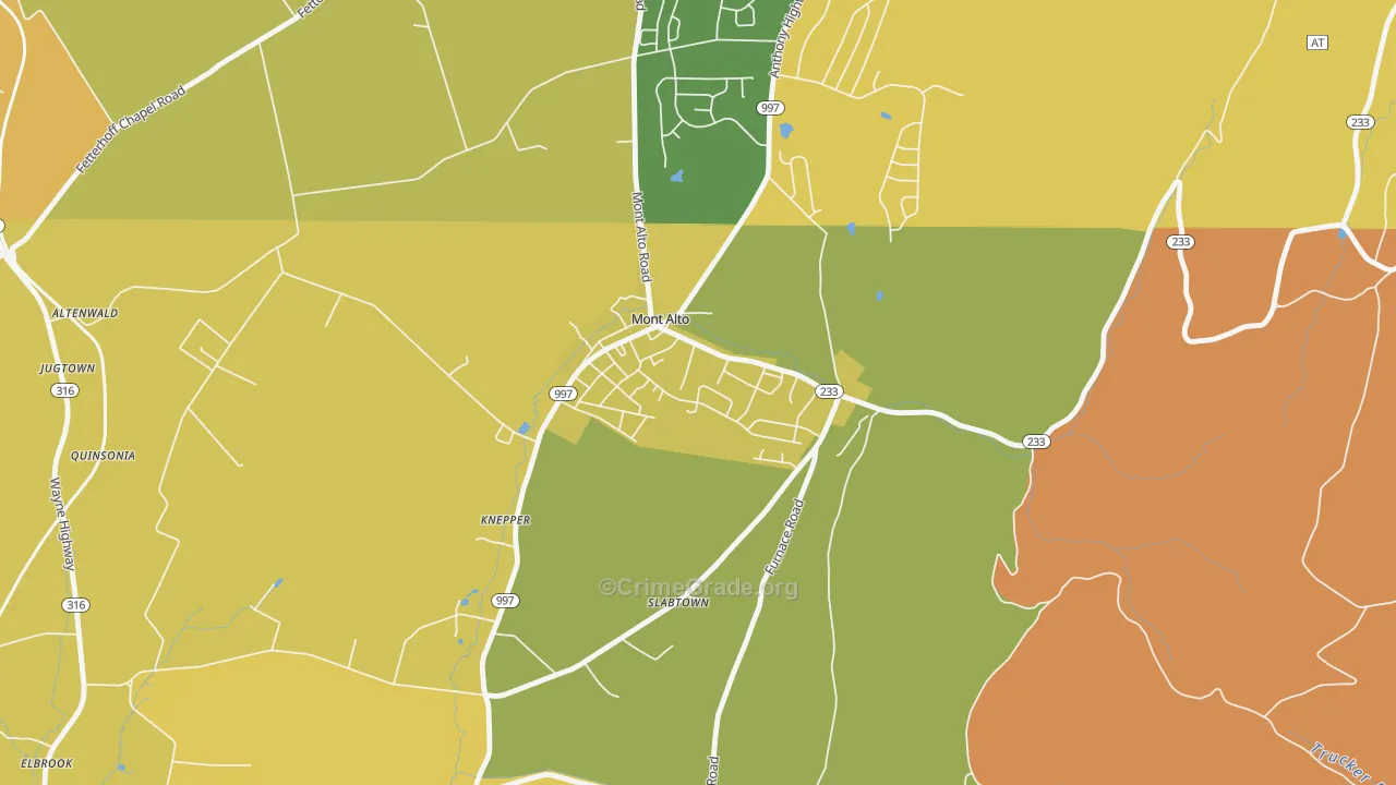 Mont Alto, PA Map of Assault Rates