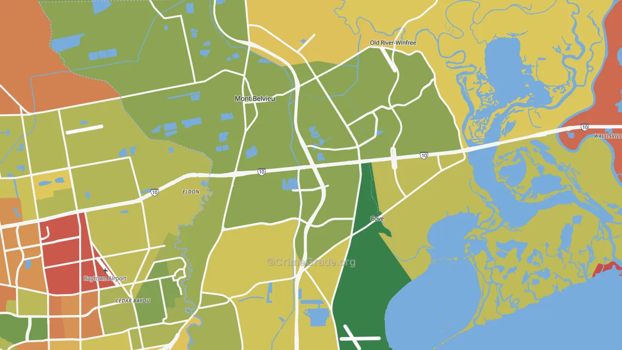 Mont Belvieu, TX Map of Assault Rates