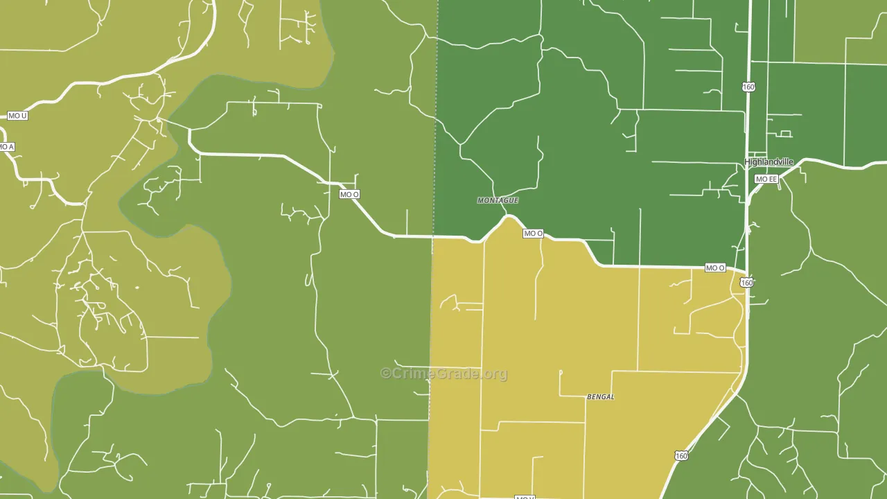 Montague, MO Map of Assault Rates