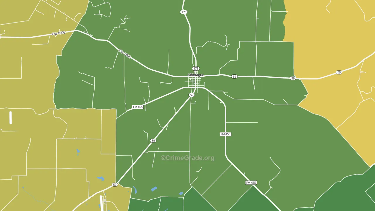 Montague, TX Map of Assault Rates