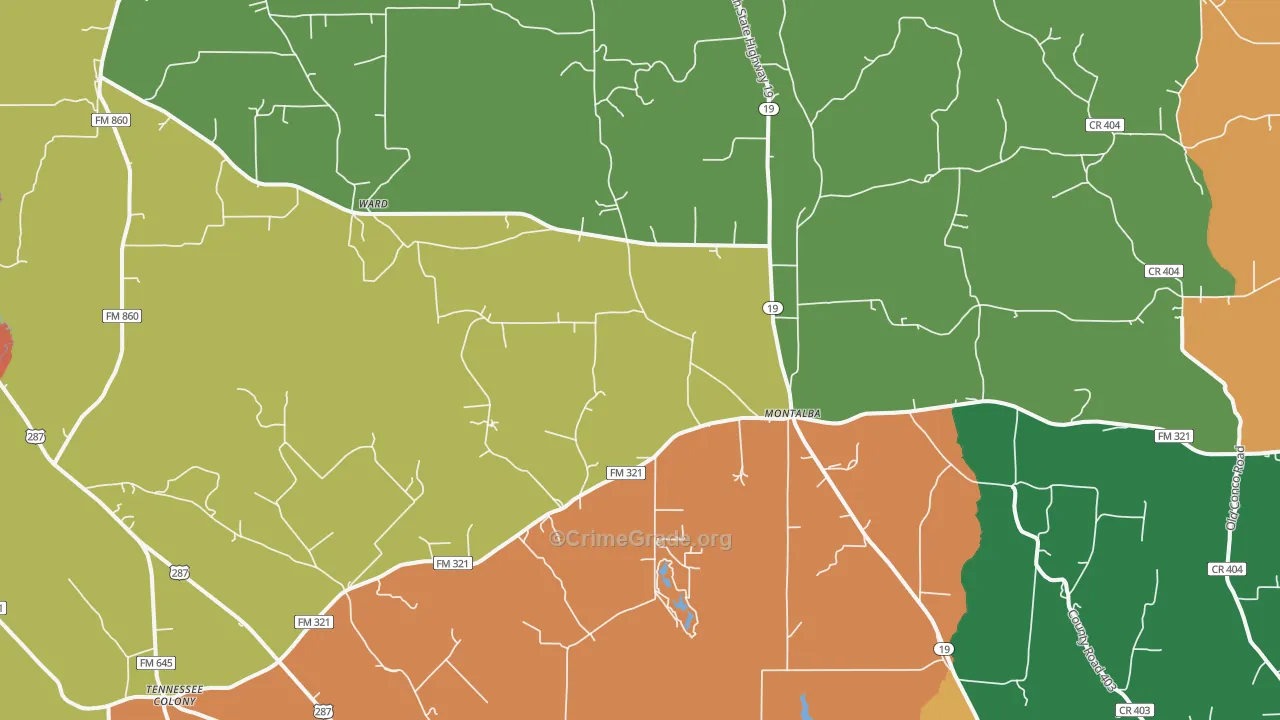 Montalba, TX Map of Assault Rates