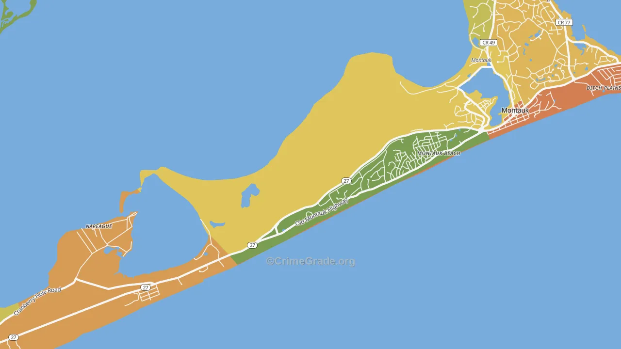 Montauk Beach, NY Map of Assault Rates