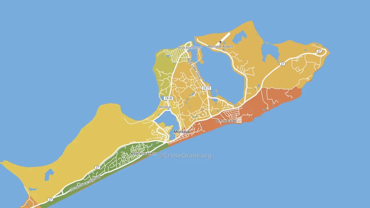 Montauk, NY Map of Assault Rates
