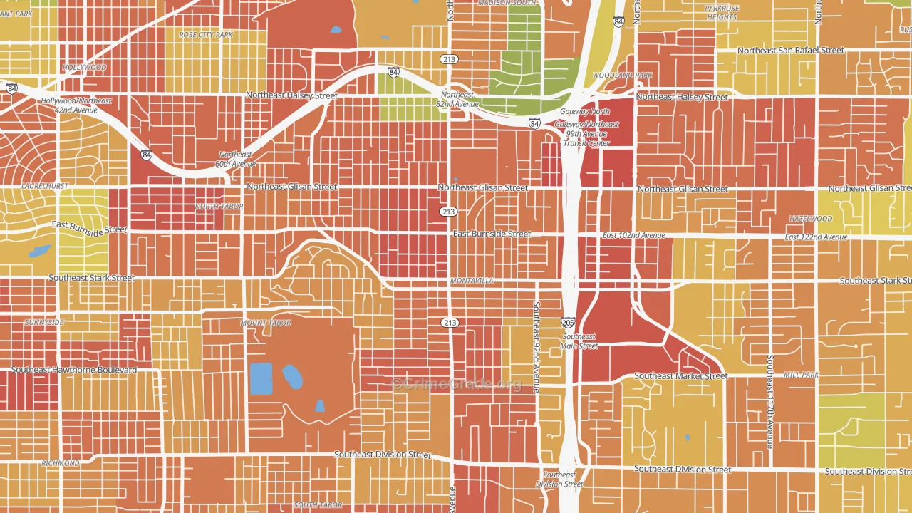 Montavilla, Portland, OR Map of Assault Rates