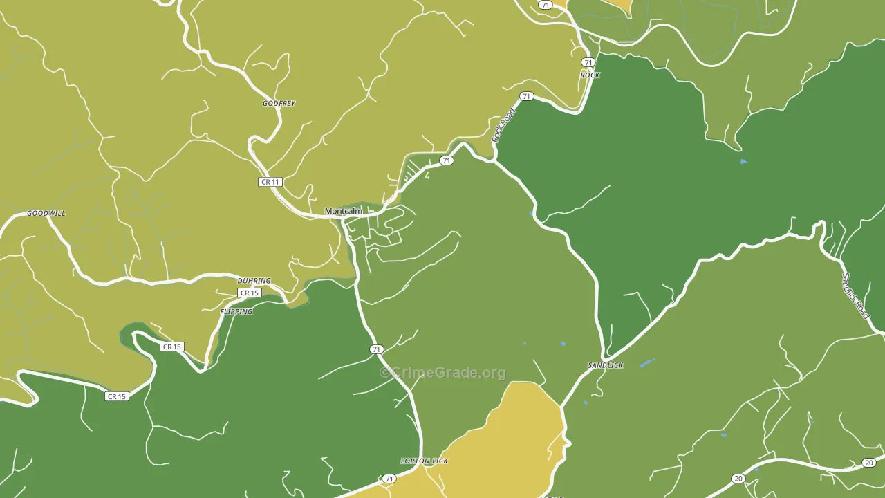 Montcalm, WV Map of Assault Rates