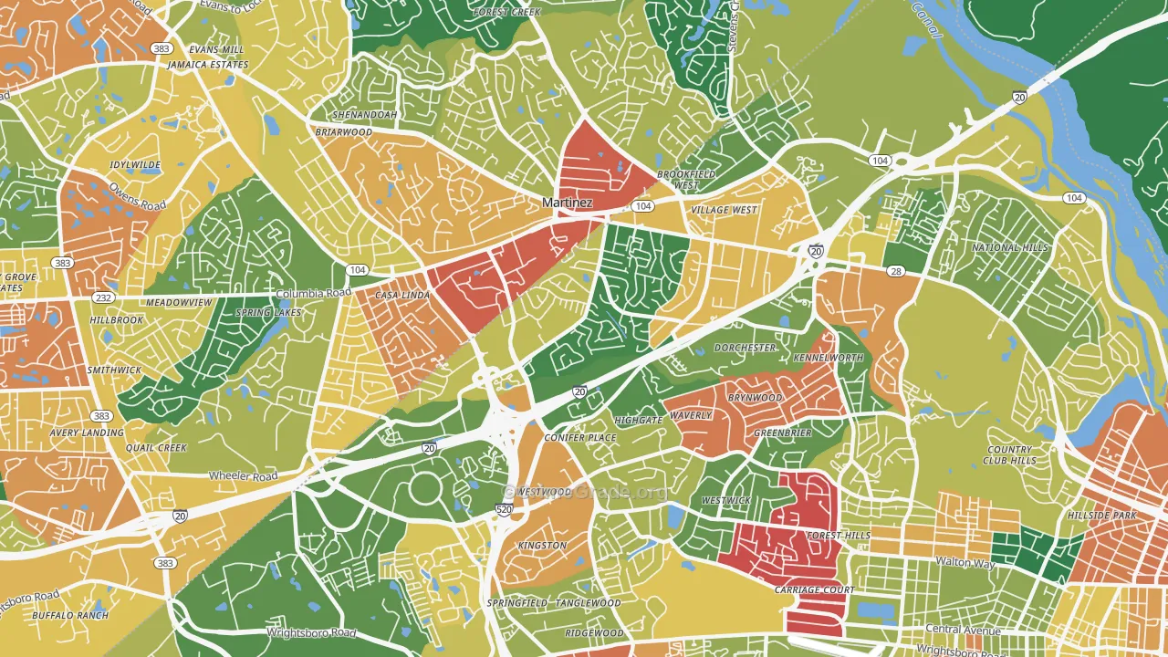 Montclair, Augusta, GA Map of Assault Rates