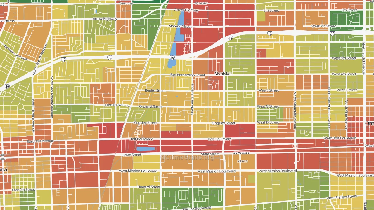 Montclair, CA Map of Assault Rates