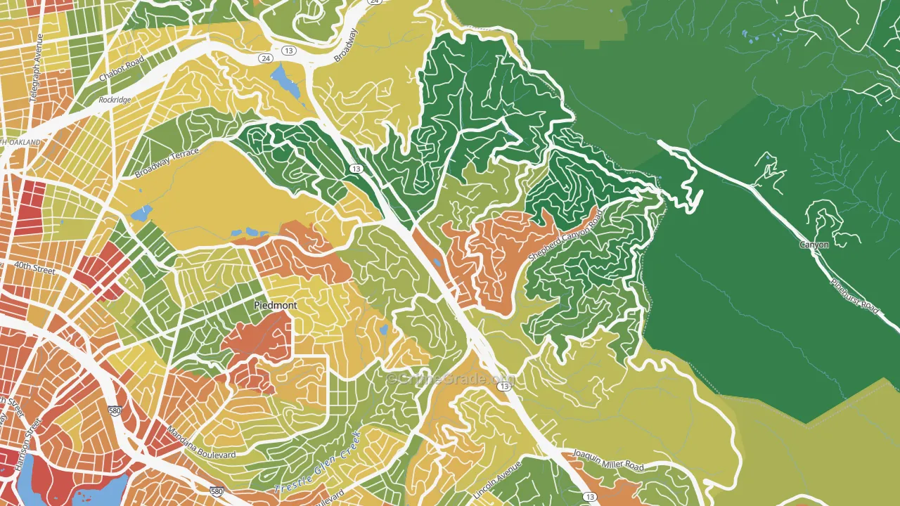 Montclair, Oakland, CA Map of Assault Rates