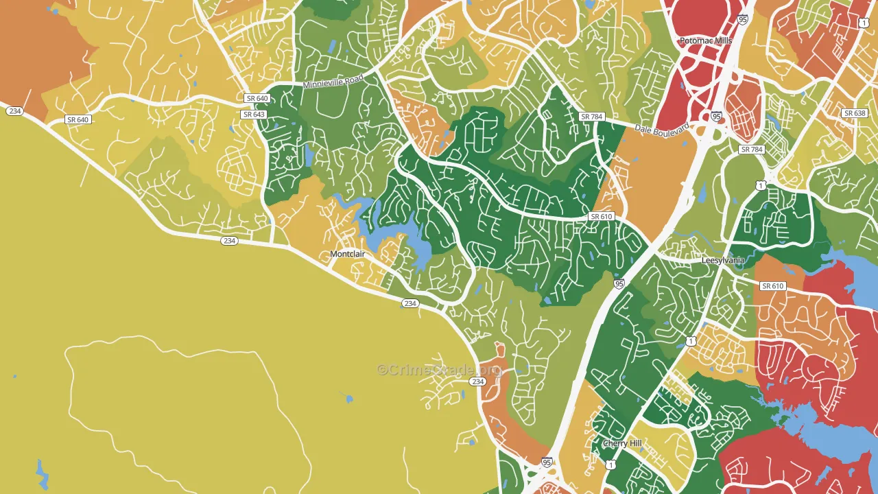 Montclair, VA Map of Assault Rates